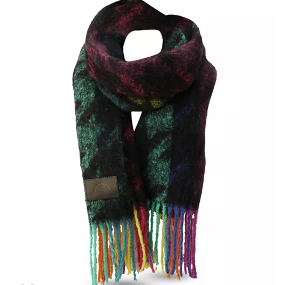 KURT GEIGER LONDON Rainbow Houndstooth Yarn Dye Scarf